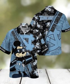 NCAA North Carolina Tar Heels Hawaiian Shirt Mickey And Floral Pattern