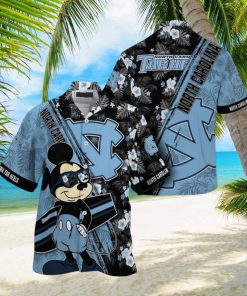 NCAA North Carolina Tar Heels Hawaiian Shirt Mickey And Floral Pattern