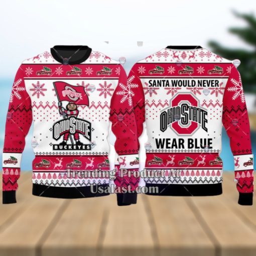 NCAA Ohio State Buckeyes Santa Would Never Wear Blue Ugly Christmas Sweater
