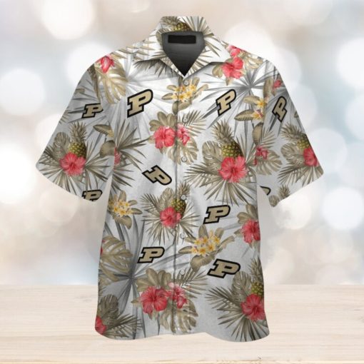 NCAA Purdue Boilermakers Pink Flowers Pineaaple Hawaiian Shirt