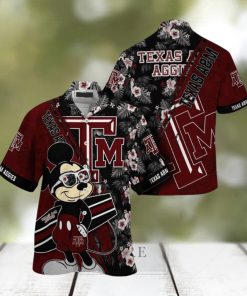 NCAA Texas A&m Aggies Hawaiian Shirt Mickey And Floral Pattern