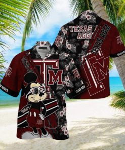 NCAA Texas A&m Aggies Hawaiian Shirt Mickey And Floral Pattern