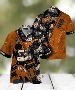 NCAA Texas Longhorns Hawaiian Shirt Mickey And Floral Pattern