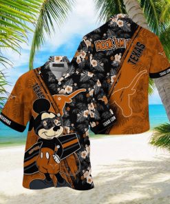 NCAA Texas Longhorns Hawaiian Shirt Mickey And Floral Pattern