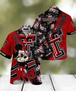 NCAA Texas Tech Red Raiders Hawaiian Shirt Mickey And Floral Pattern