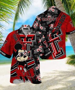 NCAA Texas Tech Red Raiders Hawaiian Shirt Mickey And Floral Pattern