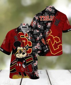 NCAA Usc Trojans Hawaiian Shirt Mickey And Floral Pattern