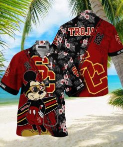 NCAA Usc Trojans Hawaiian Shirt Mickey And Floral Pattern