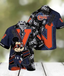 NCAA Virginia Cavaliers Hawaiian Shirt Mickey And Floral Pattern