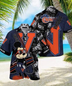 NCAA Virginia Cavaliers Hawaiian Shirt Mickey And Floral Pattern