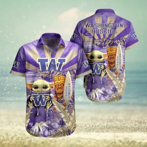 NCAA Washington Huskies Baby Yoda Hawaiian Shirt