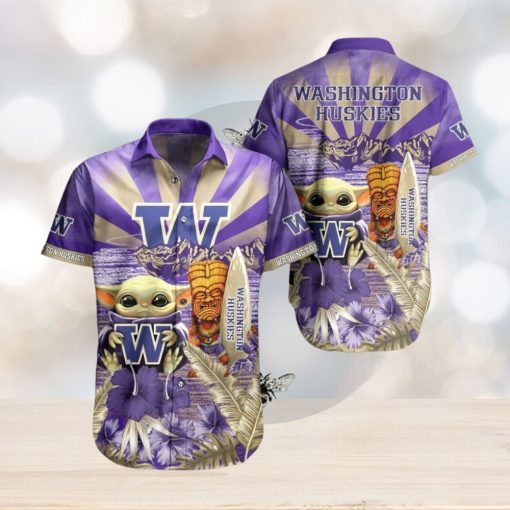 NCAA Washington Huskies Baby Yoda Hawaiian Shirt