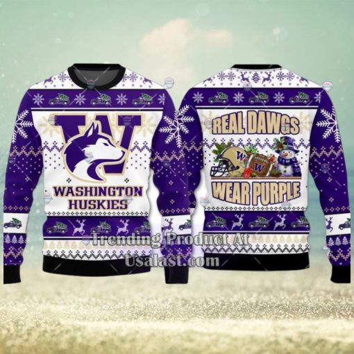 NCAA Washington Huskies Real Dawgs Wear Purple Ugly Christmas Sweater