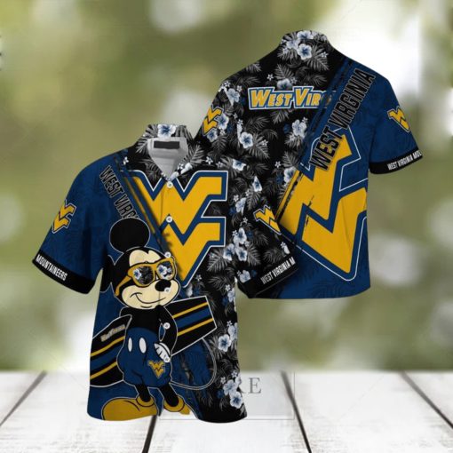 NCAA West Virginia Mountaineers Hawaiian Shirt Mickey And Floral Pattern