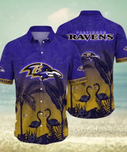 NFL Baltimore Ravens Hawaii Shirt Flamingo And Flower Funny Aloha Shirt