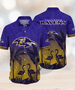 NFL Baltimore Ravens Hawaii Shirt Flamingo And Flower Funny Aloha Shirt