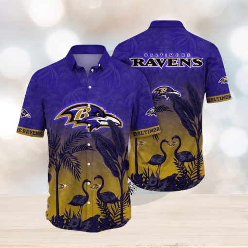 NFL Baltimore Ravens Hawaii Shirt Flamingo And Flower Funny Aloha Shirt