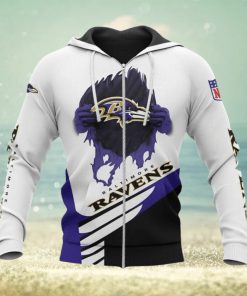 NFL Baltimore Ravens White Purple Zip Up Hoodie