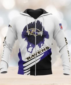 NFL Baltimore Ravens White Purple Zip Up Hoodie