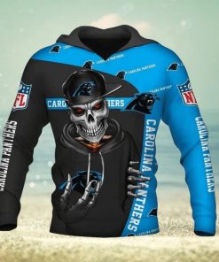 NFL Carolina Panthers Black Blue Skull Pullover Hoodie