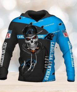 NFL Carolina Panthers Black Blue Skull Pullover Hoodie