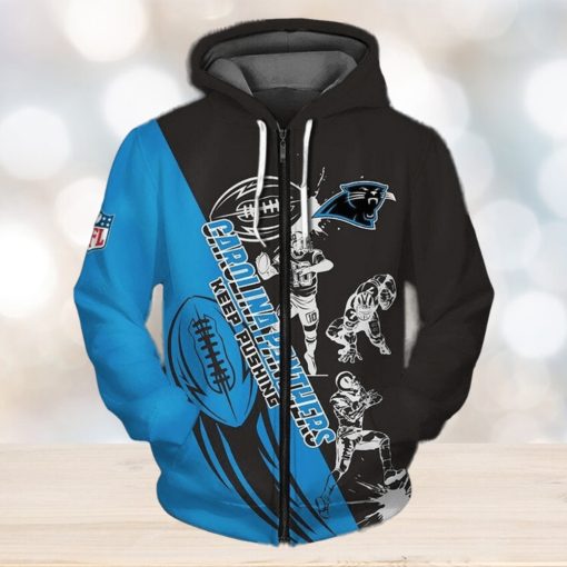 NFL Carolina Panthers Blue Black Zip Up Hoodie