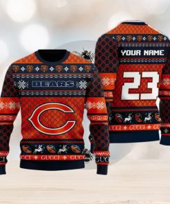 NFL Chicago Bears Custom Name And Number Christmas Gift Full Print 3D Sweater Ugly Christmas Sweater