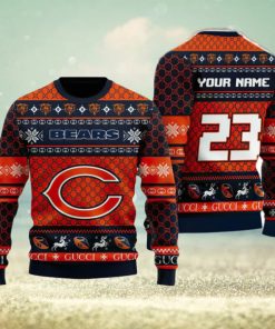 NFL Chicago Bears Custom Name And Number Christmas Gift Full Print 3D Sweater Ugly Christmas Sweater