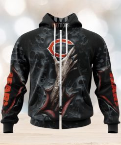 NFL Chicago Bears Halloween Horror Skull Zip Up Hoodie