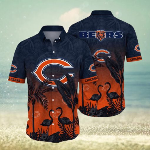 NFL Chicago Bears Hawaii Shirt Flamingo And Flower Funny Aloha Shirt