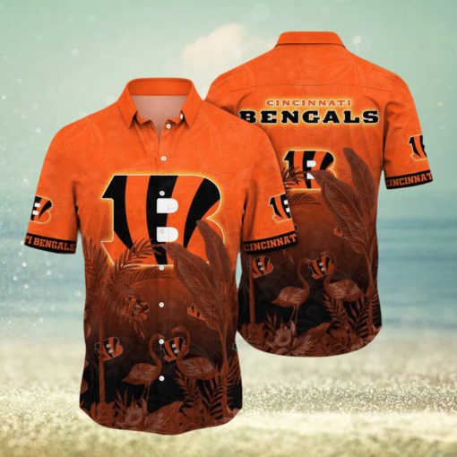 NFL Cincinnati Bengals Hawaii Shirt Flamingo And Flower Funny Aloha Shirt