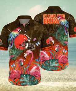 NFL Cleveland Browns Hawaii Shirt Flamingo And Flower Aloha Shirt