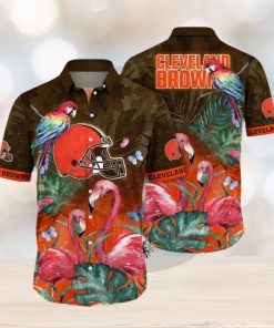 NFL Cleveland Browns Hawaii Shirt Flamingo And Flower Aloha Shirt