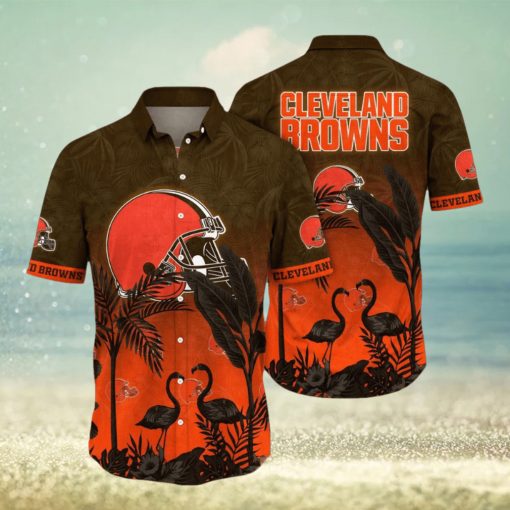 NFL Cleveland Browns Hawaii Shirt Flamingo And Flower Funny Aloha Shirt