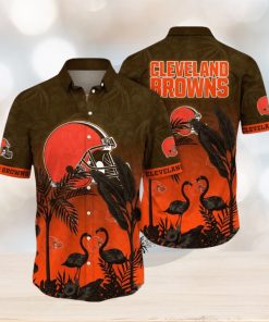 NFL Cleveland Browns Hawaii Shirt Flamingo And Flower Funny Aloha Shirt