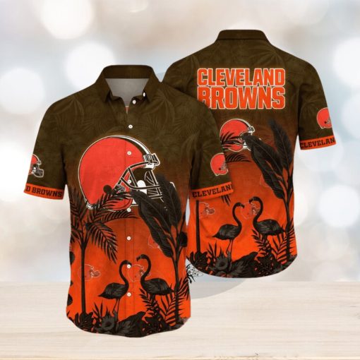 NFL Cleveland Browns Hawaii Shirt Flamingo And Flower Funny Aloha Shirt