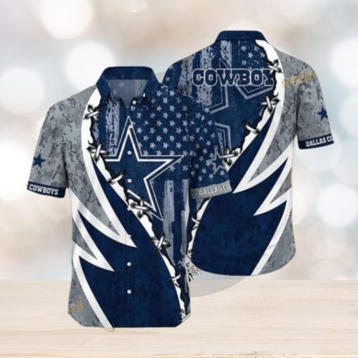 NFL Cowboys Hawaiian Shirt, American Flag Aloha Shirt For Fans