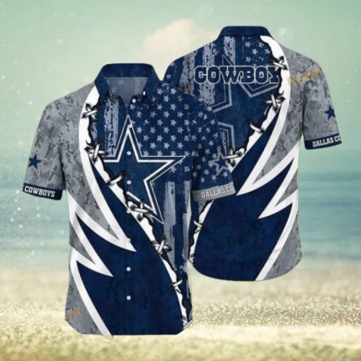 NFL Cowboys Hawaiian Shirt, American Flag Aloha Shirt For Fans