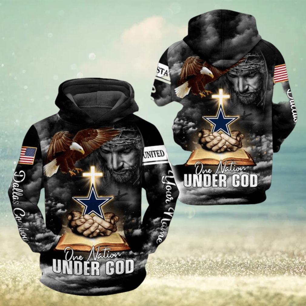 NFL Dallas Cowboys Custom Name One Nation Under God Pullover Hoodie Ver 2 NFL Dallas Cowboys Custom Name One Nation Under God Pullover Hoodie Ver 2