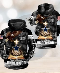 NFL Dallas Cowboys Custom Name One Nation Under God Pullover Hoodie Ver 2