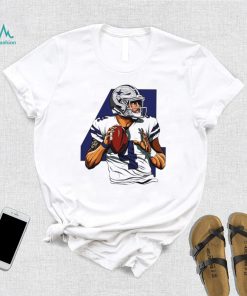 NFL Dallas Cowboys football Dak Prescott number 4 player action pose logo shirt