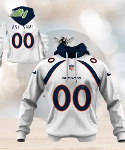 NFL Denver Broncos Custom Name Number White Road Jersey Pullover Hoodie