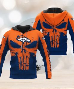 NFL Denver Broncos Punisher Skull Orange Navy Blue Pullover Hoodie