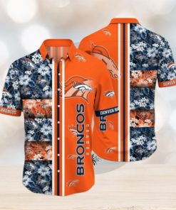 NFL Denver Broncos Tropical Flowers Orange Hawaiian Shirt