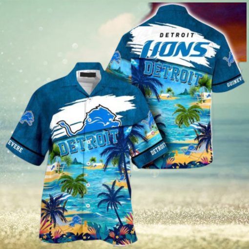 NFL Detroit Lions Custom Name Coconut Beach Hawaiian Shirt