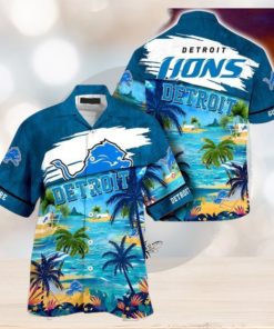 NFL Detroit Lions Custom Name Coconut Beach Hawaiian Shirt