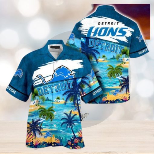 NFL Detroit Lions Custom Name Coconut Beach Hawaiian Shirt