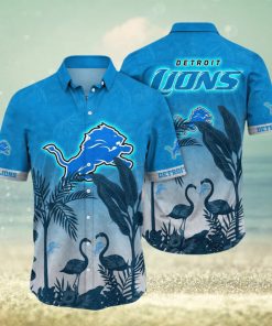 NFL Detroit Lions Hawaii Shirt Flamingo And Flower Funny Aloha Shirt