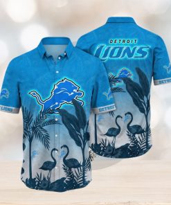 NFL Detroit Lions Hawaii Shirt Flamingo And Flower Funny Aloha Shirt