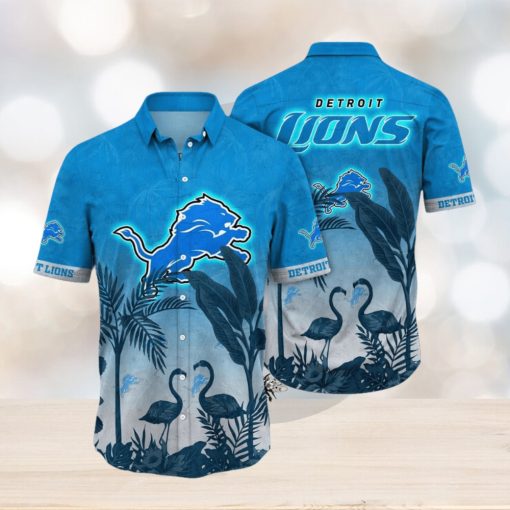 NFL Detroit Lions Hawaii Shirt Flamingo And Flower Funny Aloha Shirt